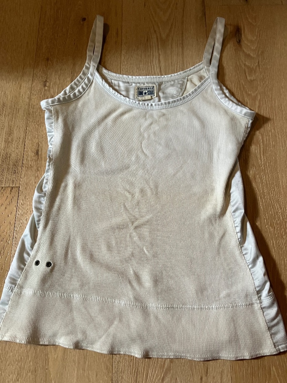 Vintage Converse One Star Ribbed Cami Tank Top Cream XS
